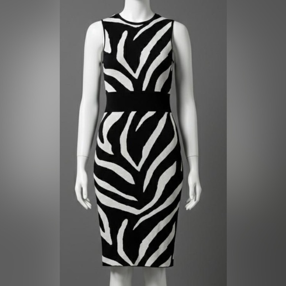 New York & Company Black and White Zebra Midi Dress - Picture 5 of 12